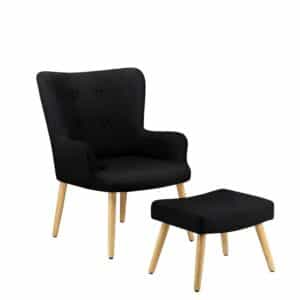 Möbel4Life Sessel inklusive Hocker in Schwarz Eichefarben (zweiteilig)