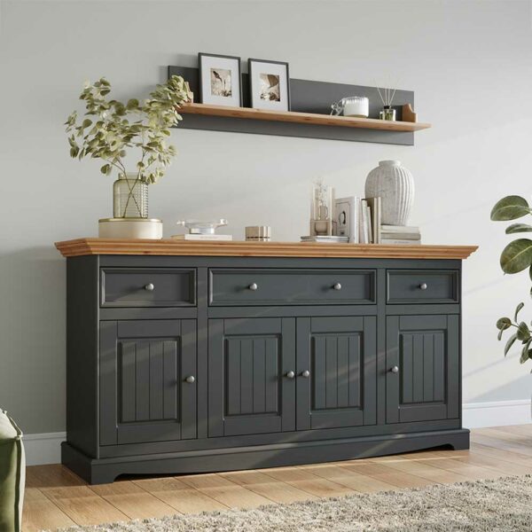 Wooding Nature Esszimmer Sideboard Landhaus aus Kiefer Massivholz Grau