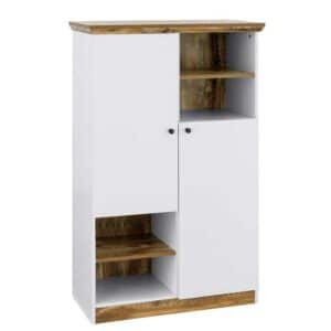 Möbel4Life Kleiner Schrank in modernem Design Drehtüren und offenen Fächern