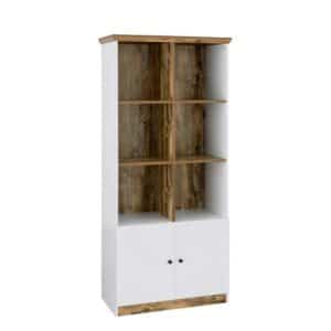 Möbel4Life Wohnzimmer Regal modern in Weiß Holzoptik Eiche verwittert