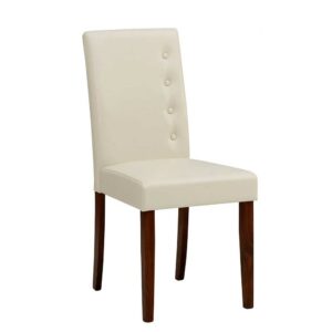 Möbel4Life Esstisch Stühle Weiß aus Kunstleder Kiefer Massivholz (2er Set)