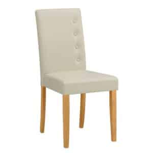 Möbel4Life 2 Stühle aus Kiefer Massivholz und Kunstleder Knöpfen verziert (2er Set)