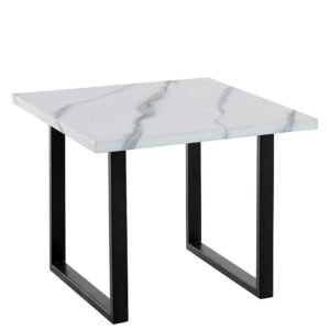 Möbel4Life Sofa Tisch mit Bügelgestell Weiß Marmor Optik und Schwarz