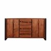 Möbel Exclusive Design Sideboard aus Akazie Massivholz Schwarz Metall Loft