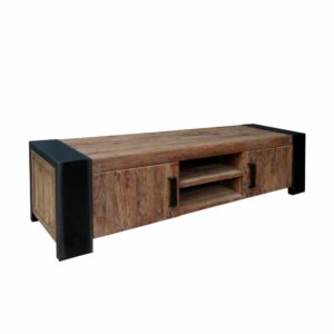 Möbel Exclusive TV Board aus Teak Massivholz Metall Schwarz