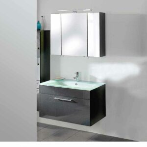 Möbel4Life Badezimmer Kombination in Anthrazit Hochglanz modern (zweiteilig)
