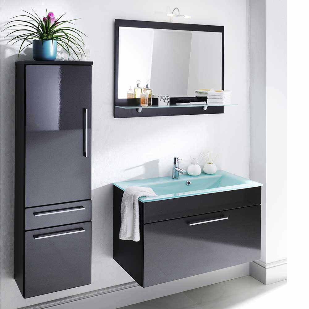 Möbel4Life Badezimmer Kombination in Anthrazit Hochglanz Spiegelschrank (dreiteilig)