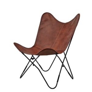 Möbel4Life Butterfly Stuhl Retro aus gedecktem Glattleder Metall