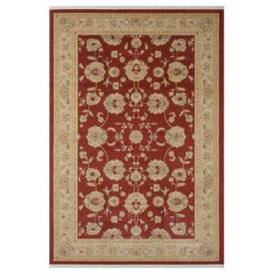 Doncosmo Kurzflorteppich orientalischer Stil in Dunkelrot Beige