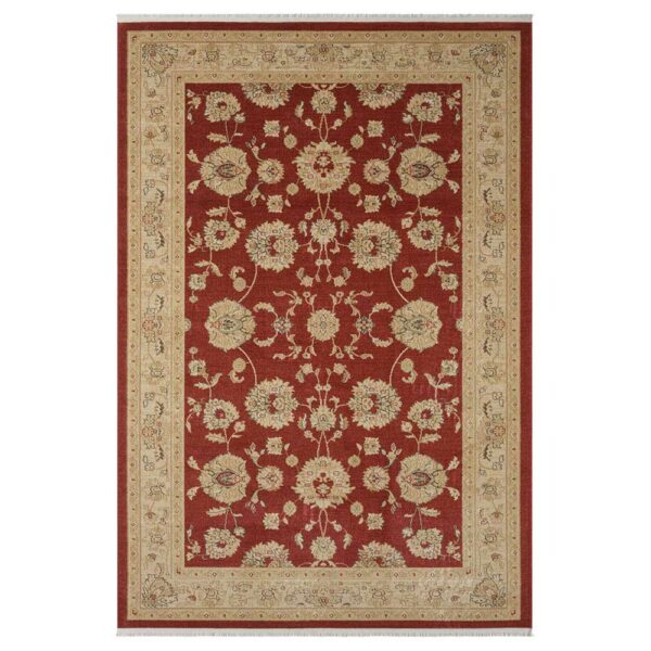 Doncosmo Kurzflorteppich orientalischer Stil in Dunkelrot Beige