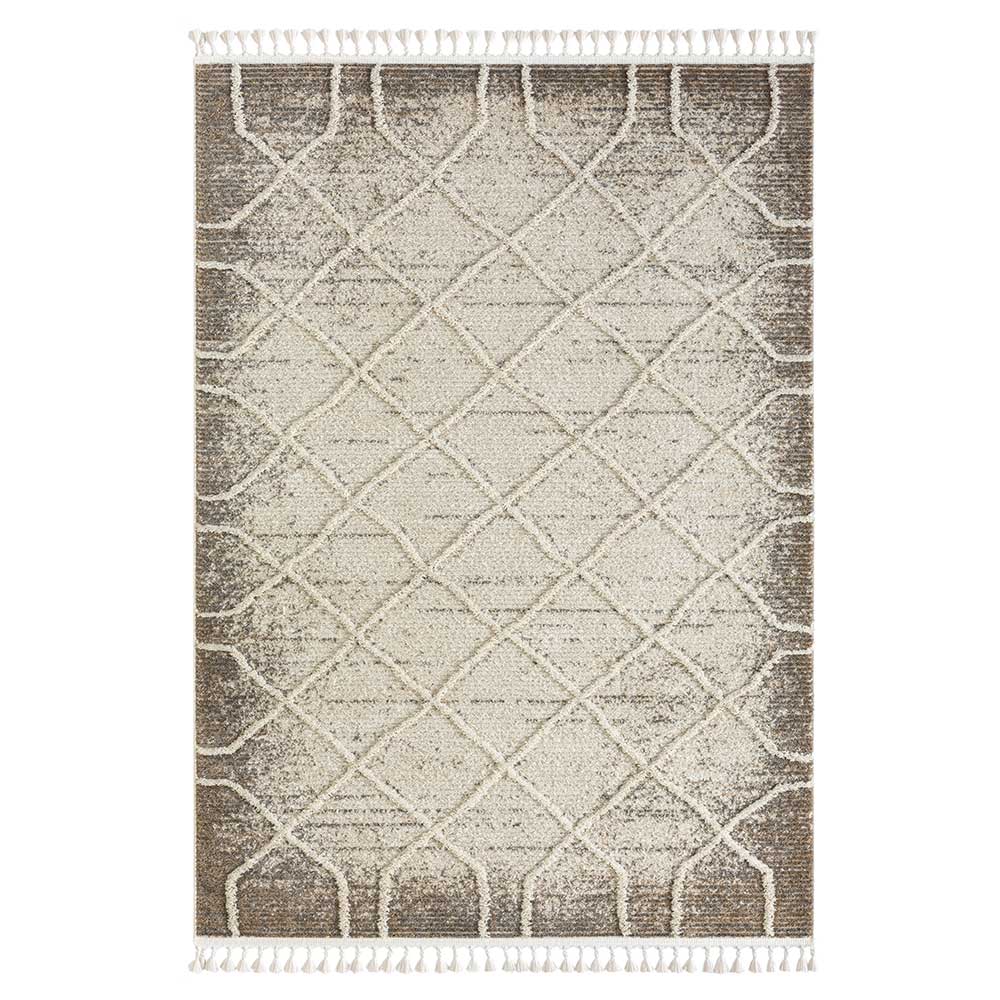Doncosmo Teppich Skandi Stil in Hellgrau und Weiß geometrischem Muster