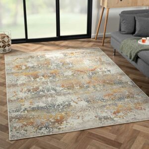 Doncosmo Kurzflor Teppich 170x240 cm in Cremefarben - Orange - Grau