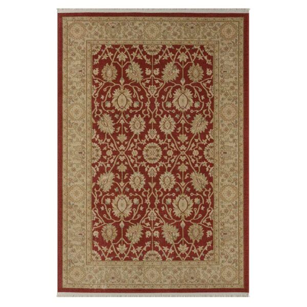 Doncosmo Dunkelroter Kurzflor Teppich im orientalischen Stil mit floralem Muster