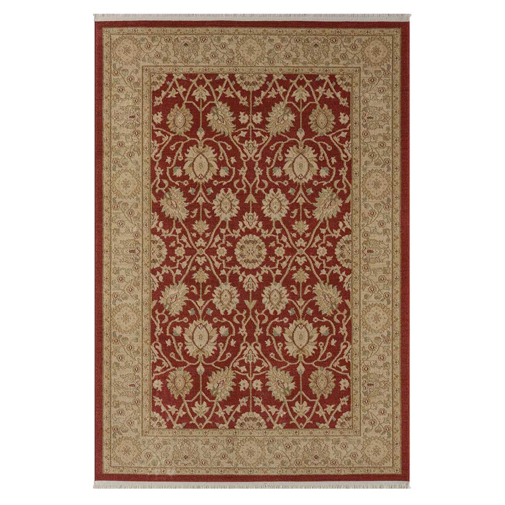 Doncosmo Dunkelroter Kurzflor Teppich im orientalischen Stil mit floralem Muster