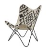 Möbel4Life Butterfly-Stuhl schwarz weiß mit Ethno Muster 34 cm Sitzhöhe
