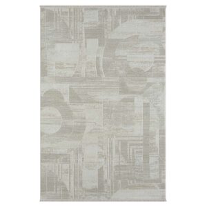 Doncosmo Gemusterter Teppich modern aus Kurzflor Cremefarben und Beige