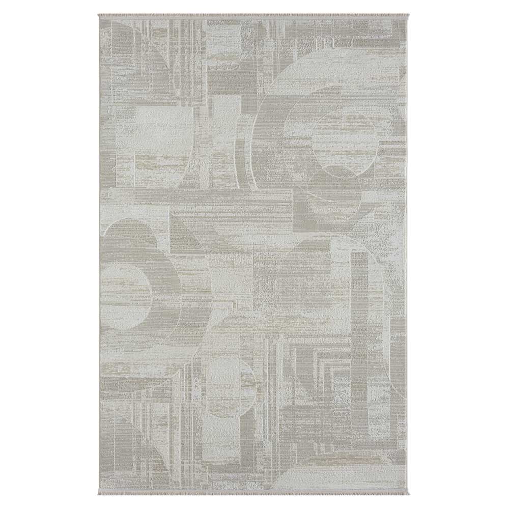 Doncosmo Gemusterter Teppich modern aus Kurzflor Cremefarben und Beige