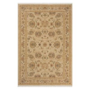 Doncosmo Kurzflorteppich floral im orientalischen Stil Beige und Creme