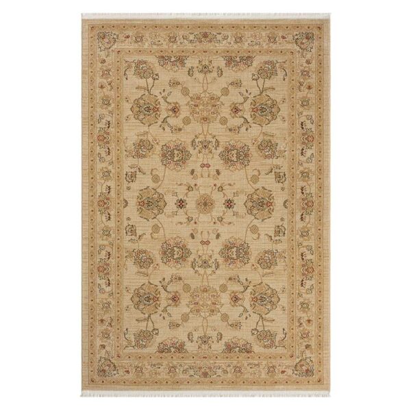 Doncosmo Kurzflorteppich floral im orientalischen Stil Beige und Creme