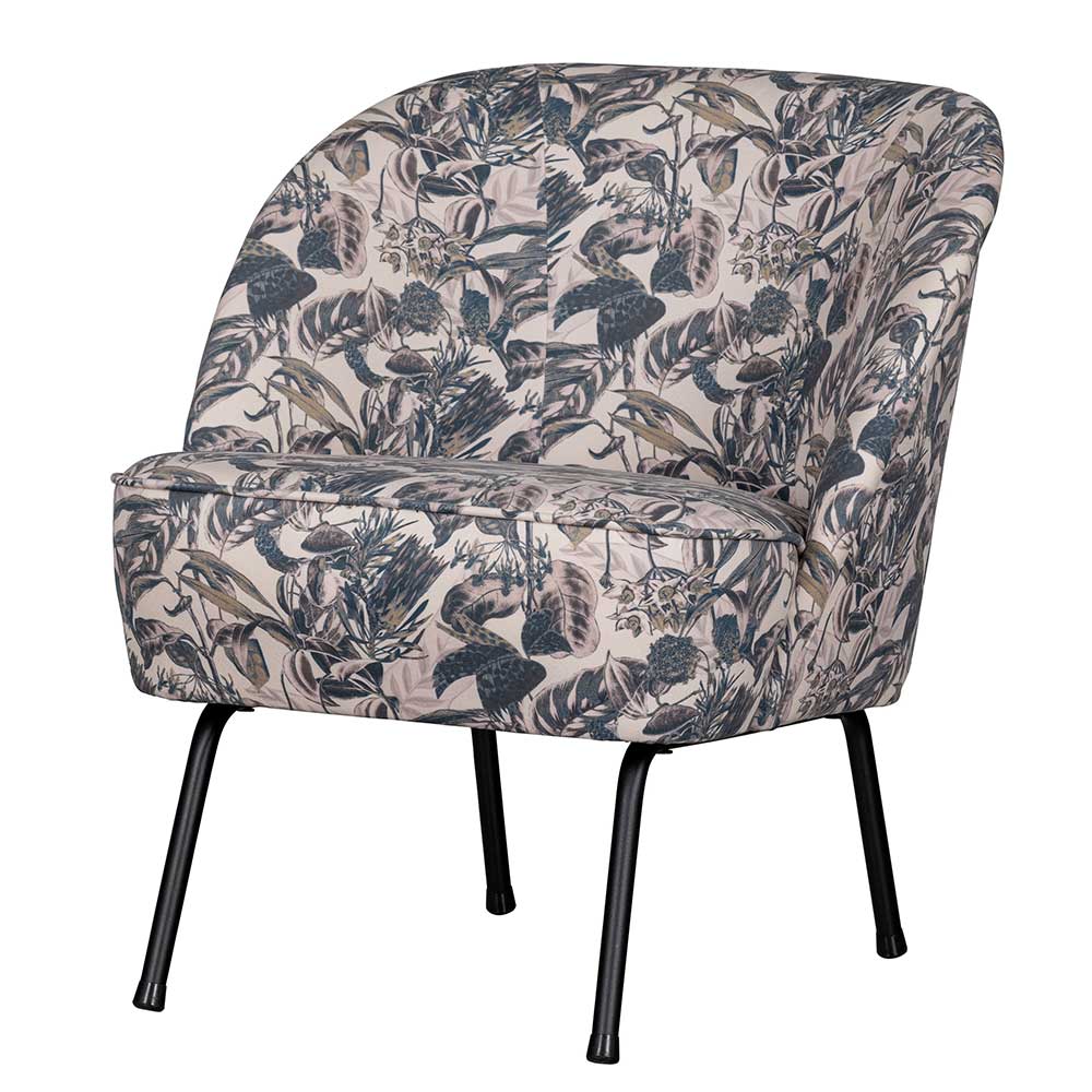 Basilicana Retro Lounge Sessel mit Blätter Muster mehrfarbig