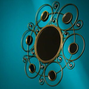 Doncosmo Goldfarbiger Spiegel für die Wandmontage Metallrahmen
