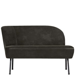 Basilicana Retro Lounge Sofa aus Recyclingleder Schwarz Metallgestell