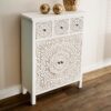 Doncosmo Dielen Kommode in Antikweiß und Goldfarben Shabby Chic Stil