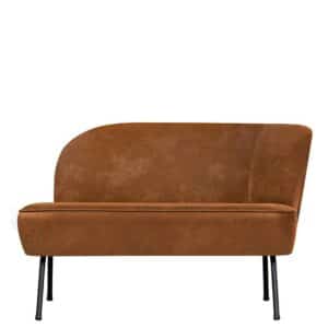 Basilicana Wohnzimmercouch in Cognac Braun und Schwarz Recyclingleder und Metall