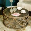 Doncosmo Holz Wohnzimmertisch im Vintage Look runder Tischplatte