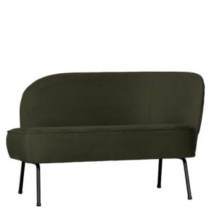 Basilicana Retro Lounge Sofa in Dunkelgrün Samt 110 cm breit