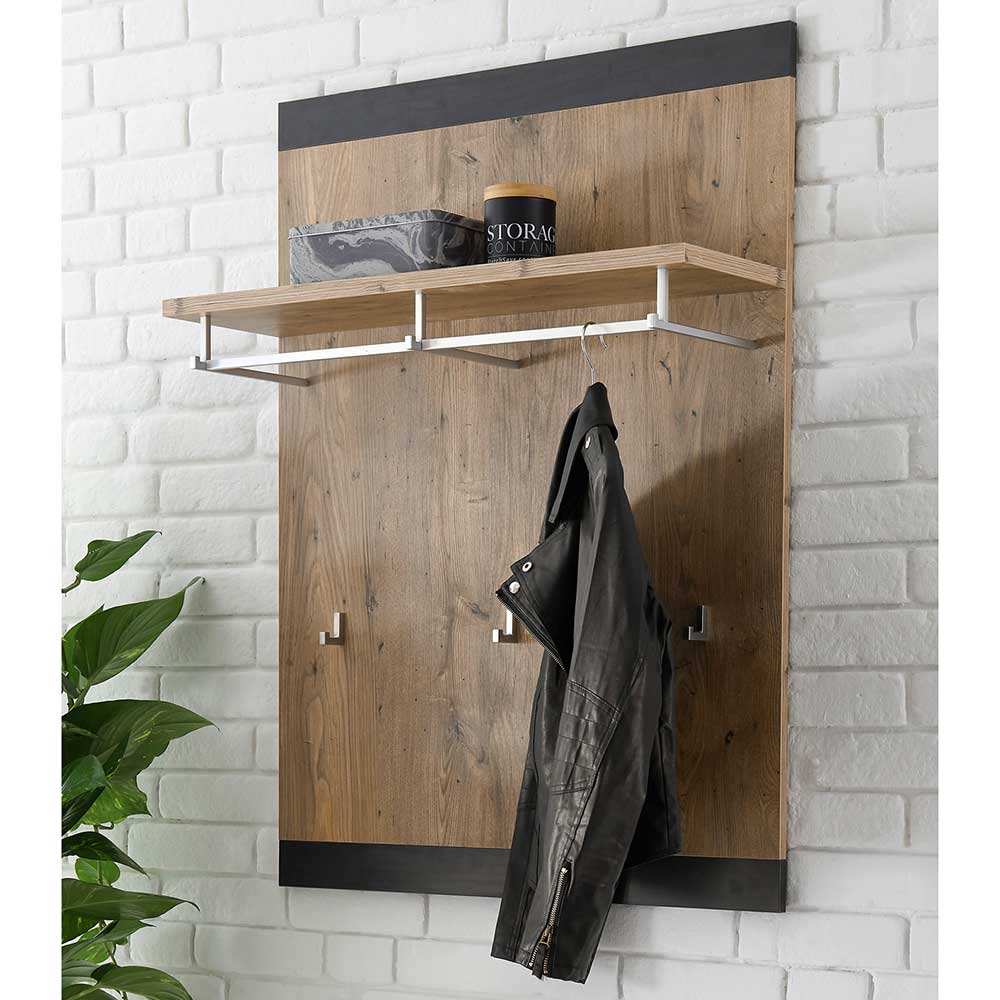 Brandolf Wandgarderobe in Schwarz und Kastanienfarben 80 cm breit