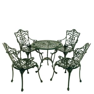 4Home Gartentischgruppe in Dunkelgrün Vintage Design (fünfteilig)