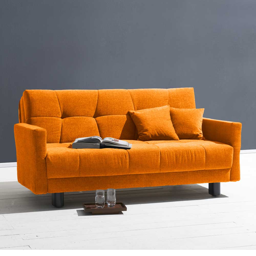 TopDesign Design Sofa in Gelb Flachgewebe Schlaffunktion