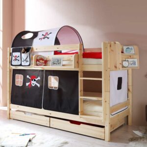 Massivio Kinderetagenbett aus Kernbuche Massivholz Piraten Design