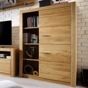 Natura Classico Highboard aus Asteiche teilmassiv geölt für Wohnzimmer