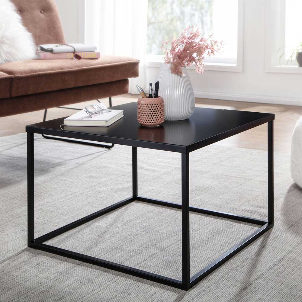 Möbel4Life Schwarzer Sofatisch im Industrie und Loft Stil quadratischer Tischplatte