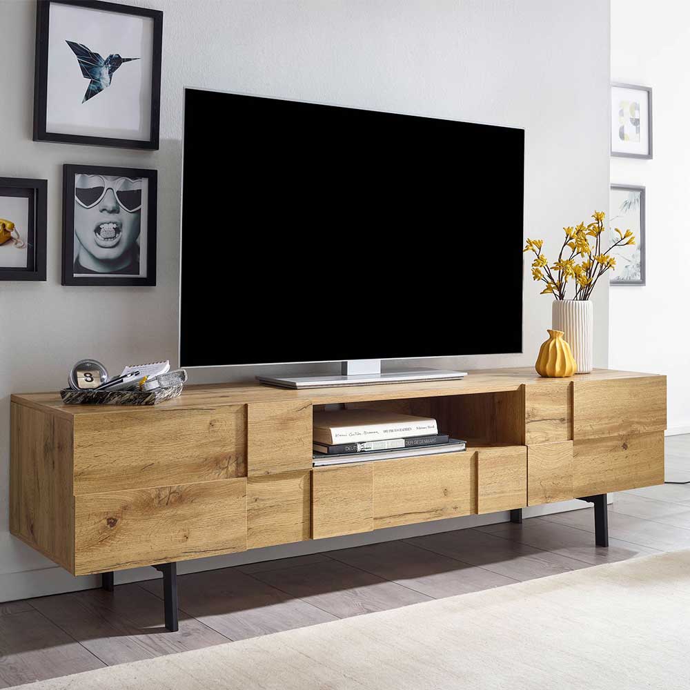 Möbel4Life TV Unterschrank in Eichefarben und Schwarz 160 cm breit