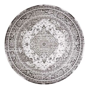 4Home Vintage Teppich rund mit Ornament Muster 200 cm Durchmesser