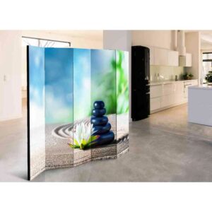 4Home Paravent Raumteiler mit Zen Motiv 225 cm breit