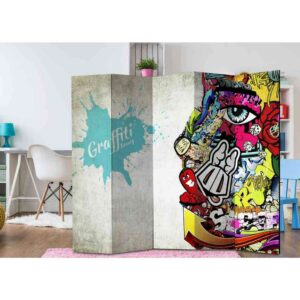 4Home Raumteiler Paravent für Jugendzimmer Graffiti Motiv