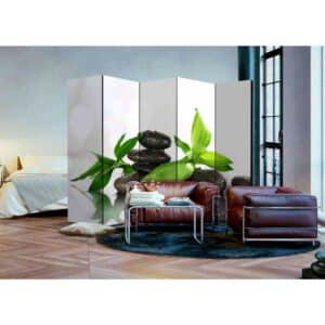 4Home Wohnzimmer Paravent mit Zen Motiv 225 cm breit
