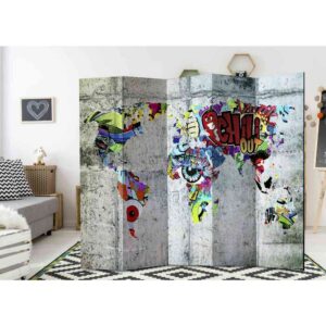 4Home Cooler Raumteiler Paravent Graffiti Motiv modern