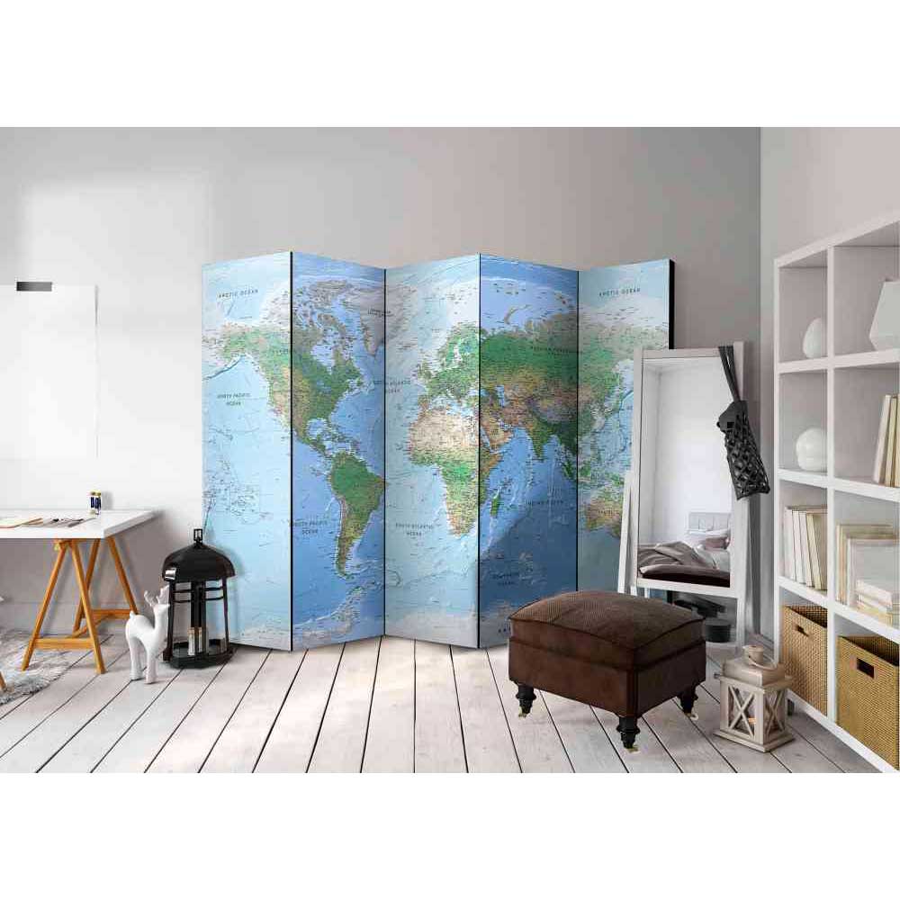 4Home Spanischer Raumteiler mit geografischer Weltkarte 225 cm breit