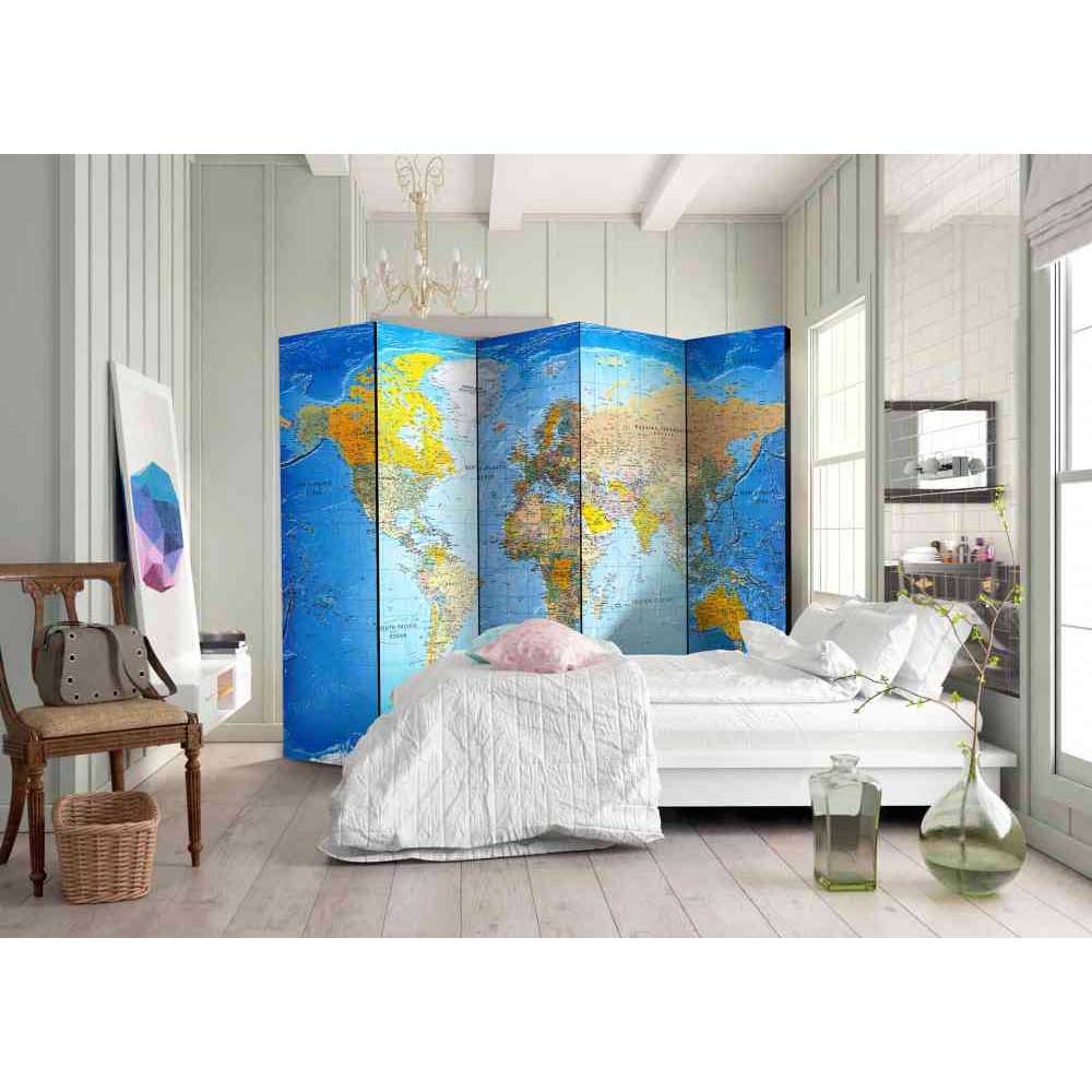 4Home Spanischer Raumteiler mit Weltkarten Motiv 225 cm breit