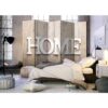 4Home Schlafzimmer Paravent mit Home Aufschrift auf Holzwand Optik 225 cm breit