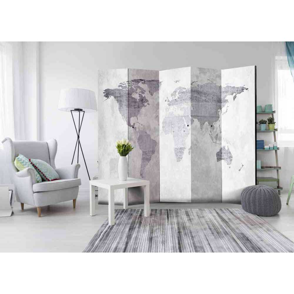 4Home Spanische Wand mit Weltkarten Motiv Grau