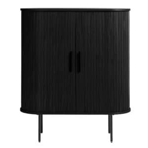 TopDesign Skandi Stil Wohnzimmer Highboard in Schwarz Schiebetüren