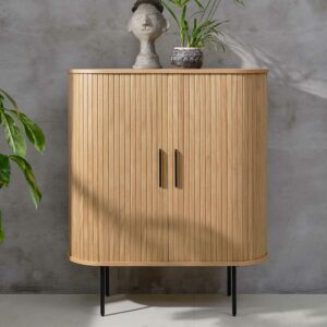 TopDesign Skandi Esszimmer Highboard in Eichefarben Vierfußgestell aus Metall