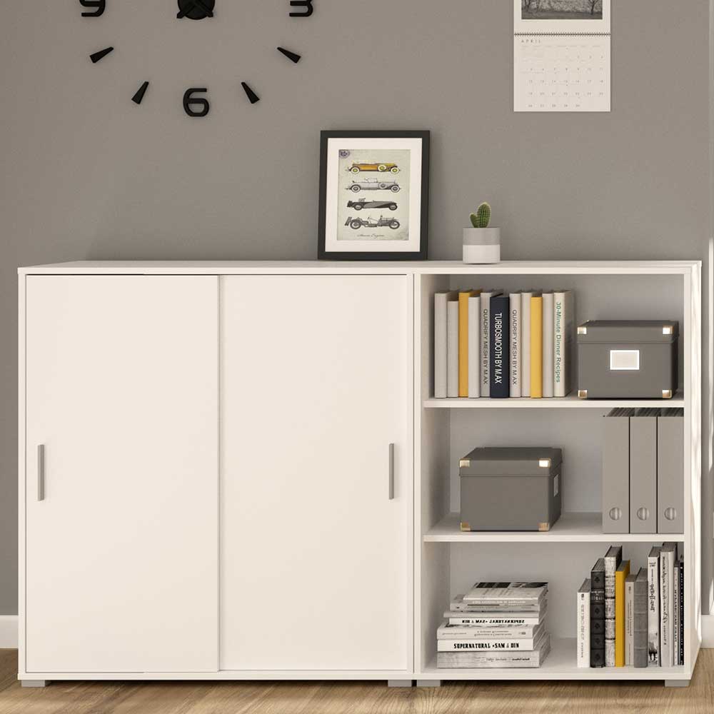 Möbel4Life Ordnerschrank Home Office in Weiß zwei Schiebetüren