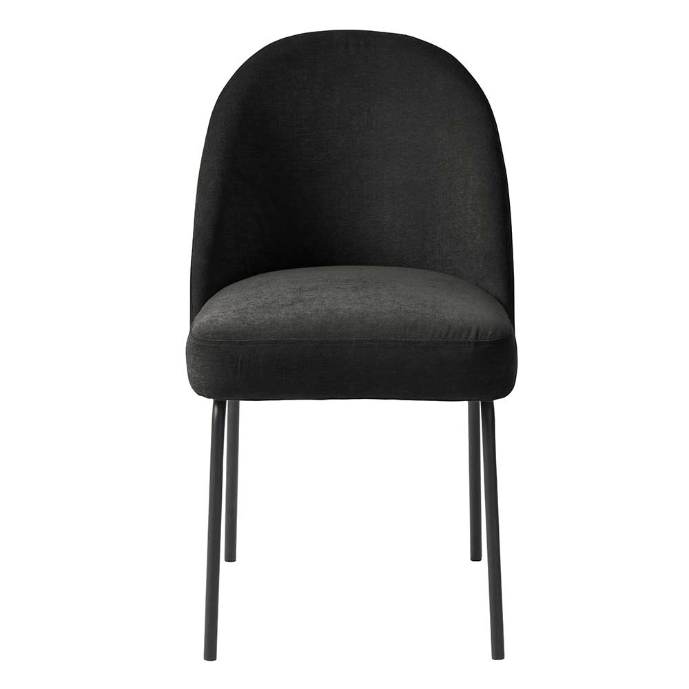 TopDesign Esstisch Stühle Schwarz aus Chenillegewebe und Metall 52 cm Sitzhöhe (2er Set)
